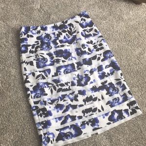 Blue and white floral skirt